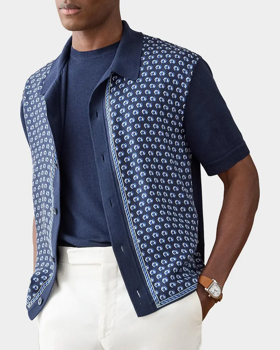 Ralph Lauren Purple Label Men's Silk-Cotton Short-Sleeve Cardigan | Thumbnail 6 Ralph Lauren Purple Label Men's Silk-Cotton Short-Sleeve Cardigan | Thumbnail 6