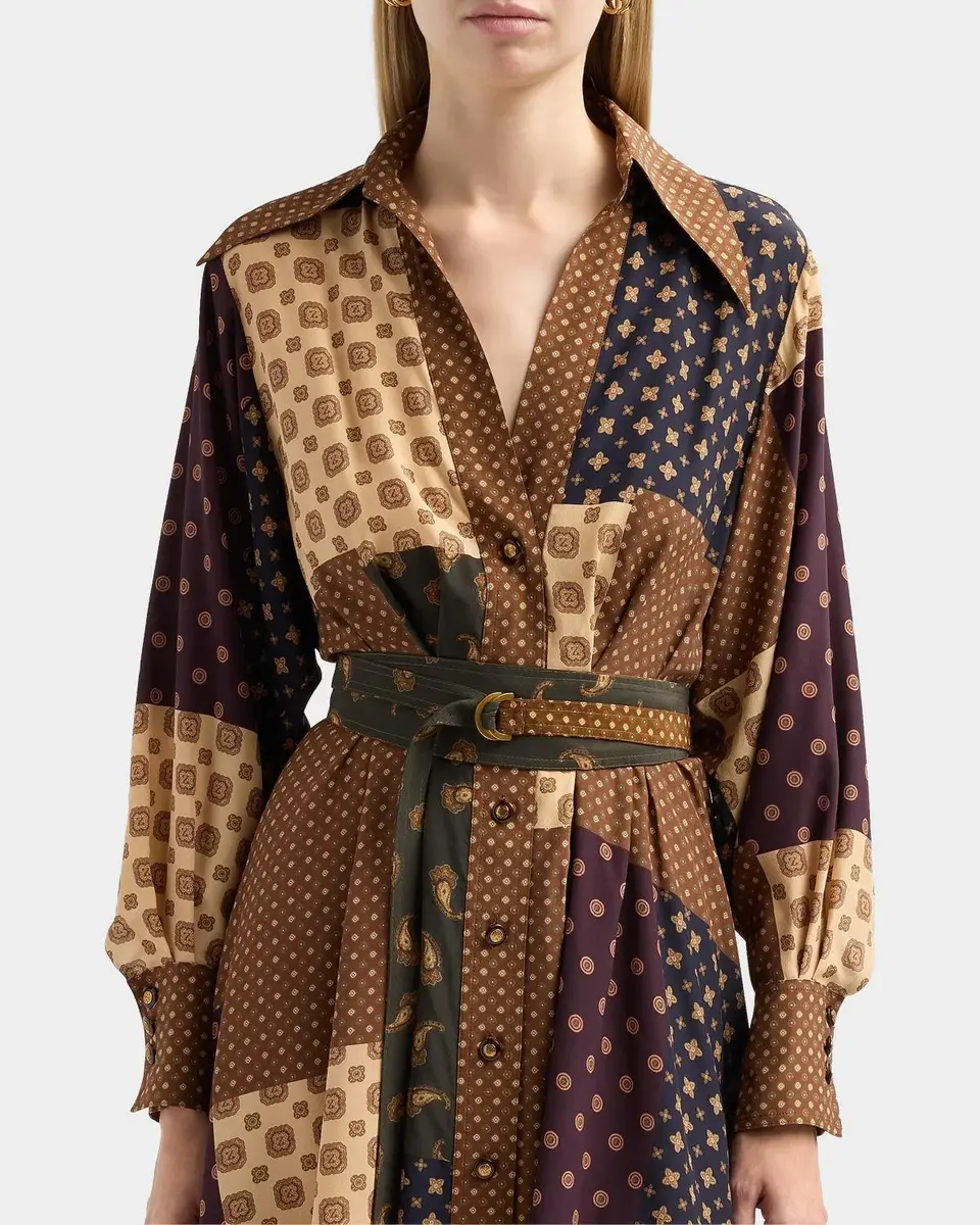 Zimmermann Tuck Patchwork Belted Mini Shirtdress | Thumbnail 5