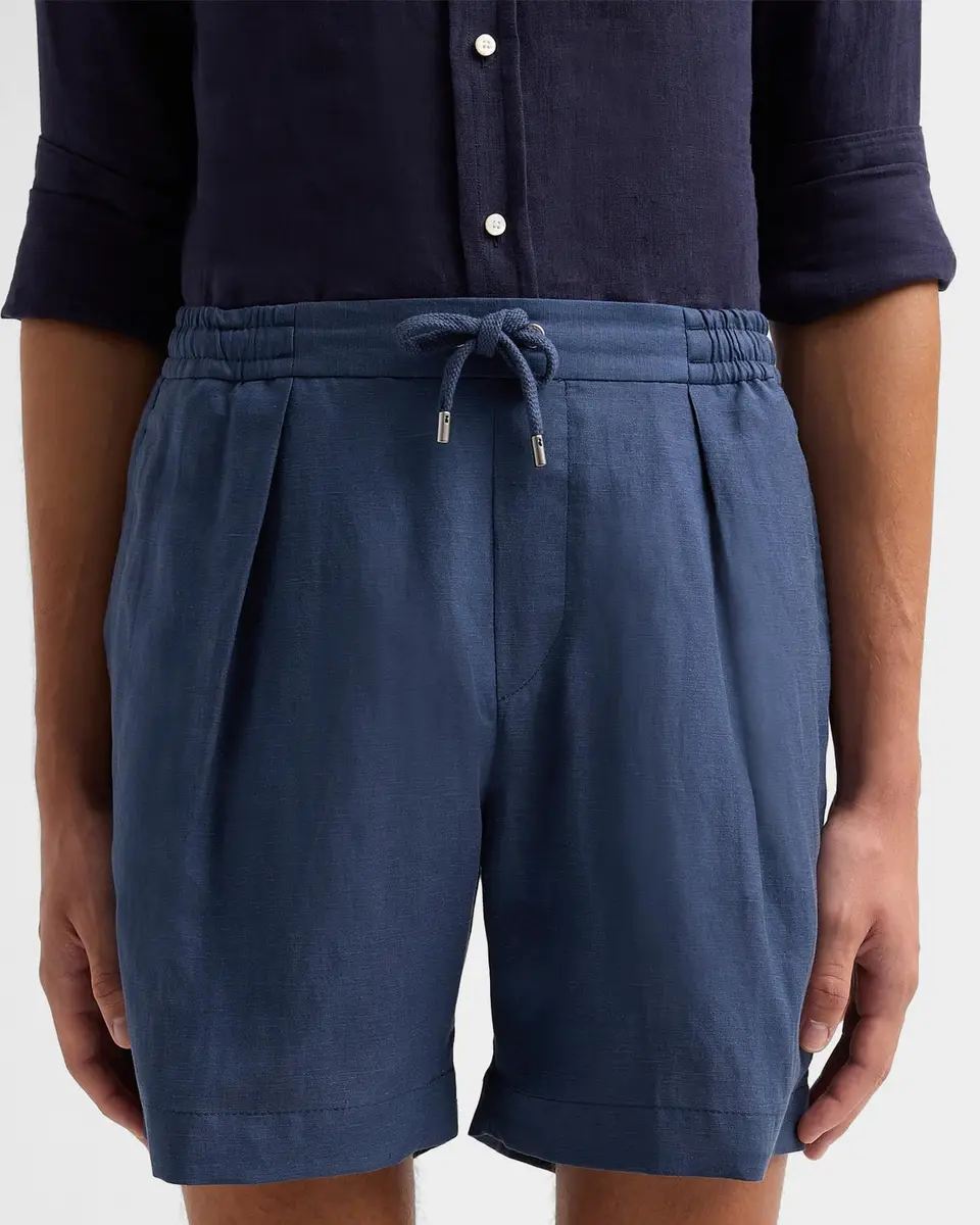 Ralph Lauren Purple Label Men's Silk-Linen Drawstring Shorts | Thumbnail 3