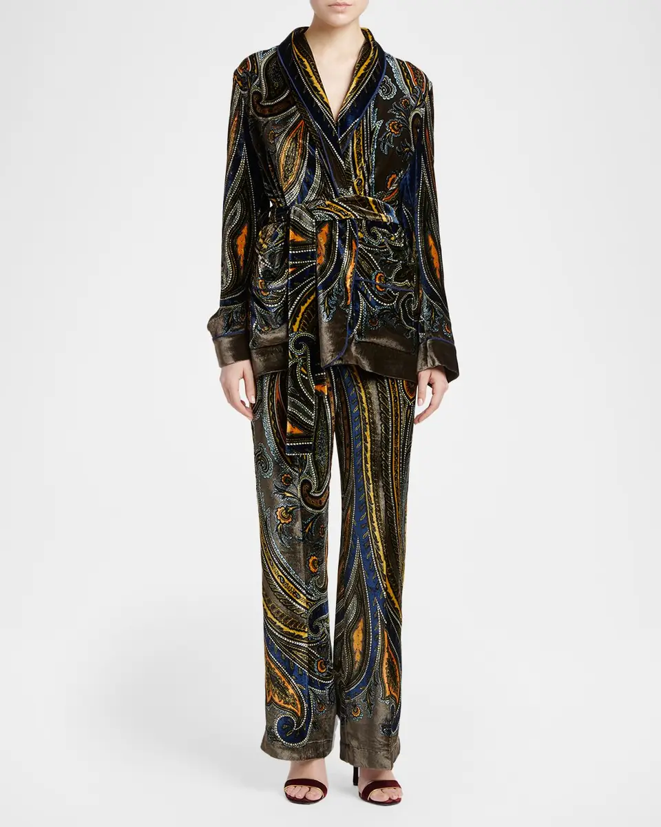 Etro Paisley Velvet Straight-Leg Pants | Thumbnail 2 Etro Paisley Velvet Straight-Leg Pants | Thumbnail 2