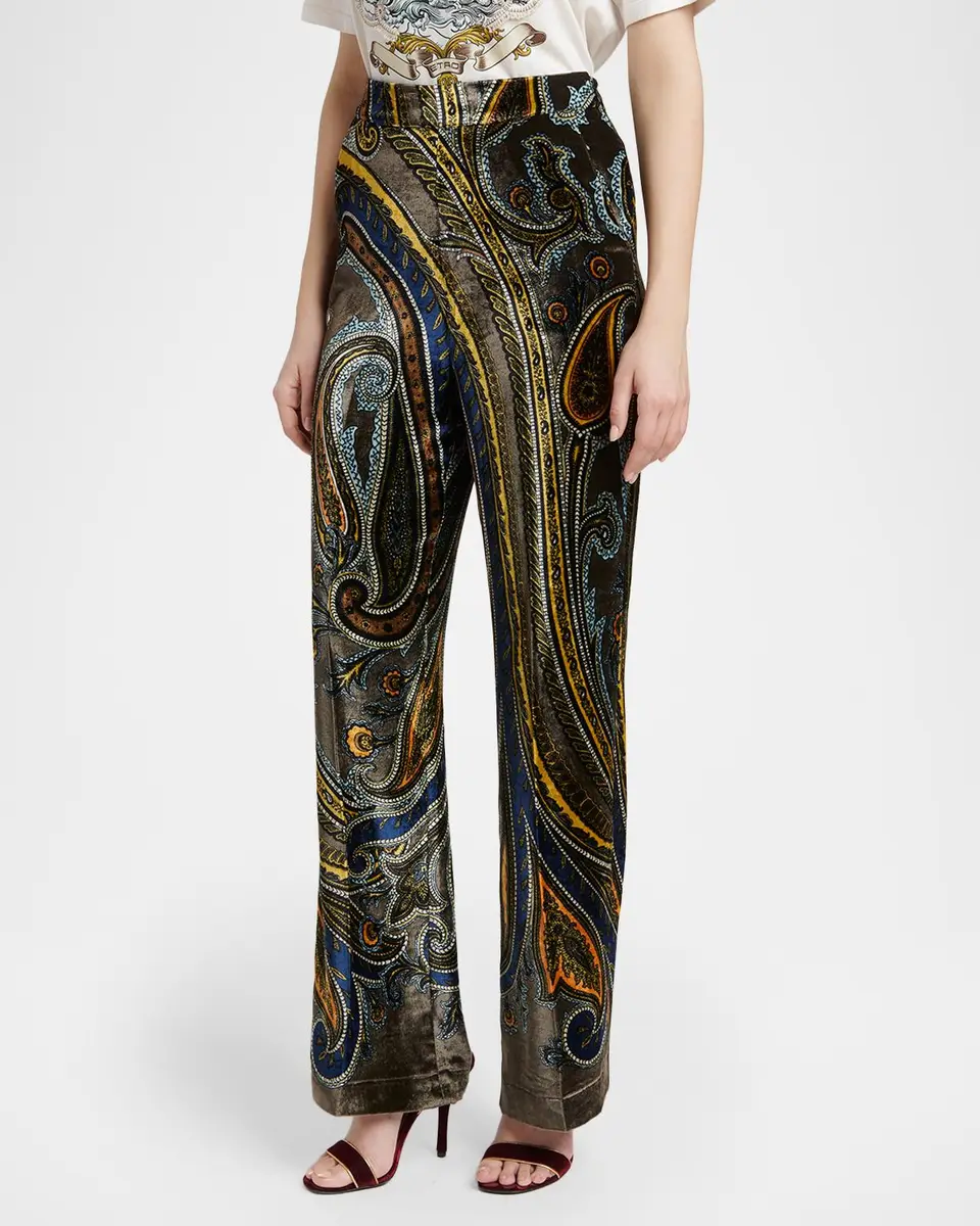 Etro Paisley Velvet Straight-Leg Pants | Thumbnail 4 Etro Paisley Velvet Straight-Leg Pants | Thumbnail 4