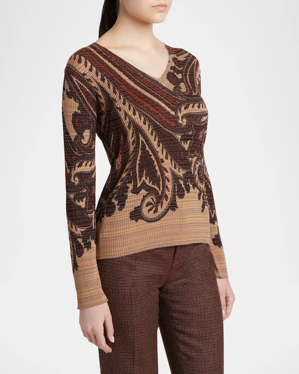 Etro Ribbed Paisley Long-Sleeve Top | Thumbnail 4 Etro Ribbed Paisley Long-Sleeve Top | Thumbnail 4