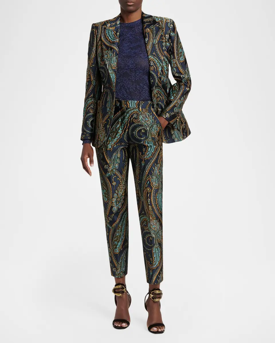 Etro Bristol Paisley Jacquard SLim-Leg Ankle Trousers | Thumbnail 2