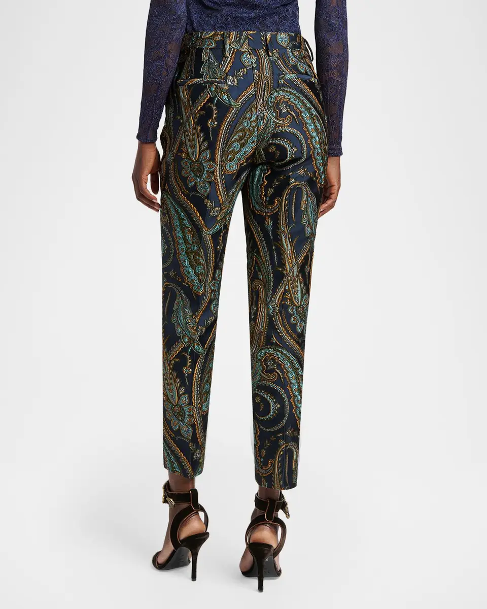 Etro Bristol Paisley Jacquard SLim-Leg Ankle Trousers | Thumbnail 3