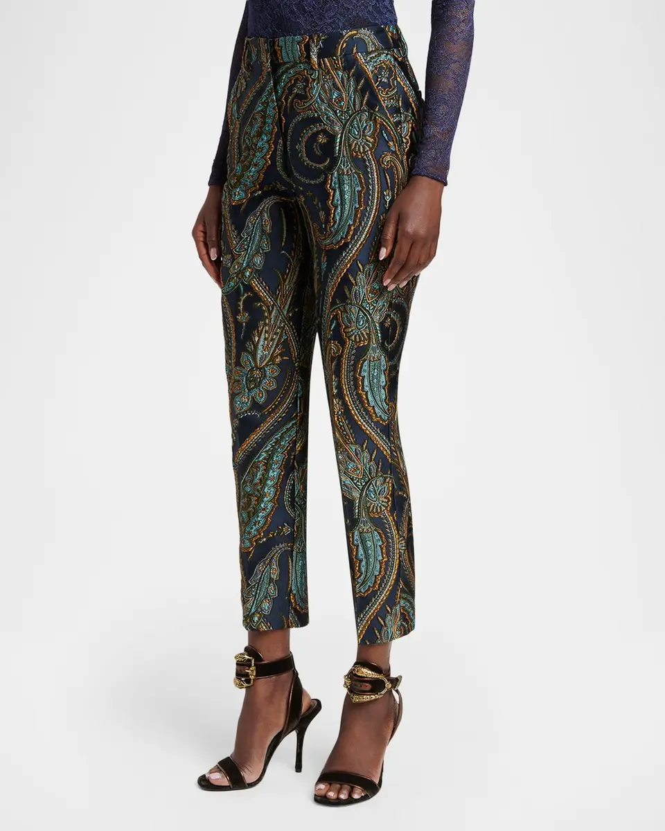Etro Bristol Paisley Jacquard SLim-Leg Ankle Trousers | Thumbnail 4