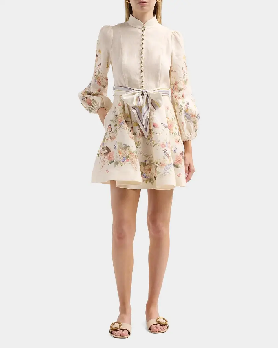 Zimmermann Valiant Floral Linen Button Mini Dress | Thumbnail 2 Zimmermann Valiant Floral Linen Button Mini Dress | Thumbnail 2
