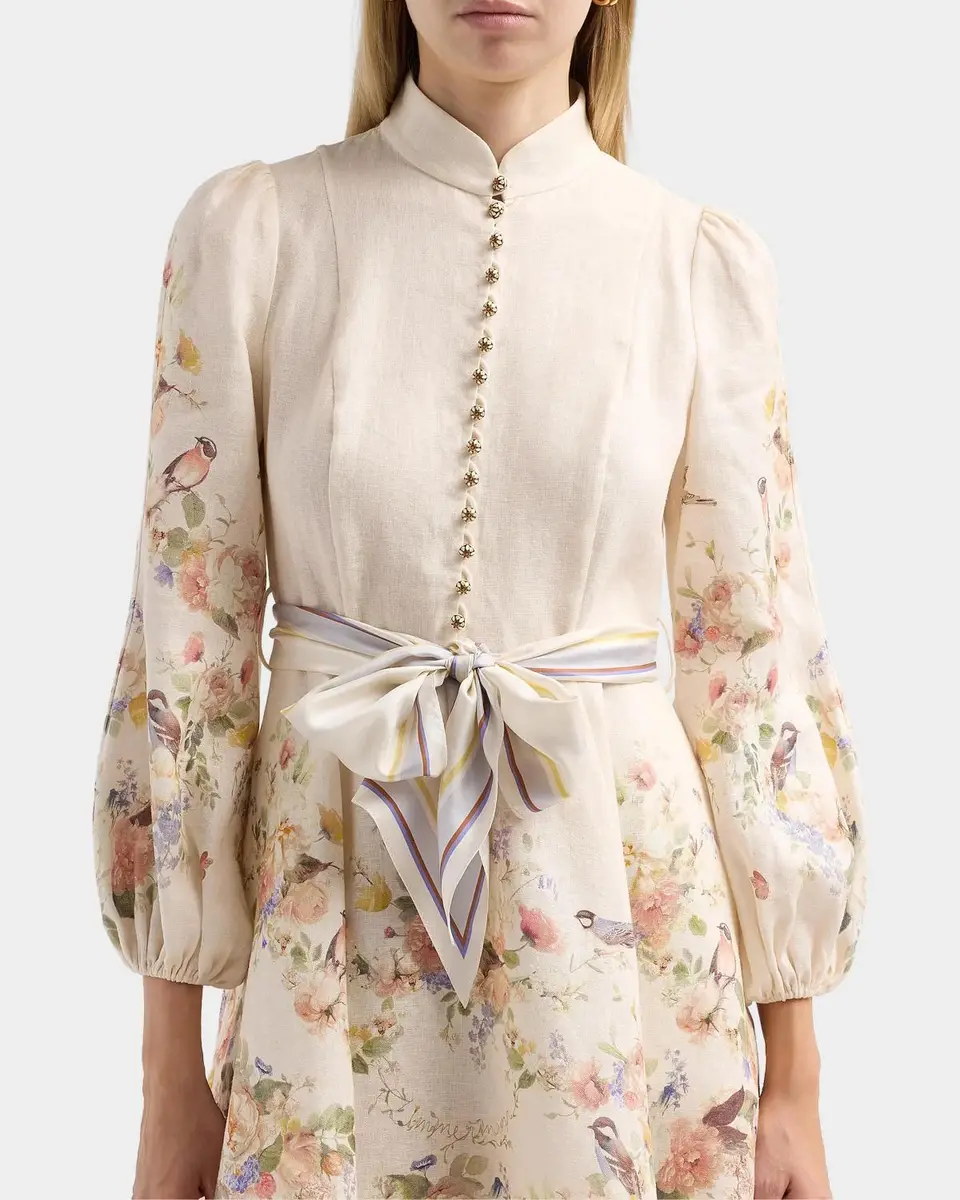 Zimmermann Valiant Floral Linen Button Mini Dress | Thumbnail 4 Zimmermann Valiant Floral Linen Button Mini Dress | Thumbnail 4