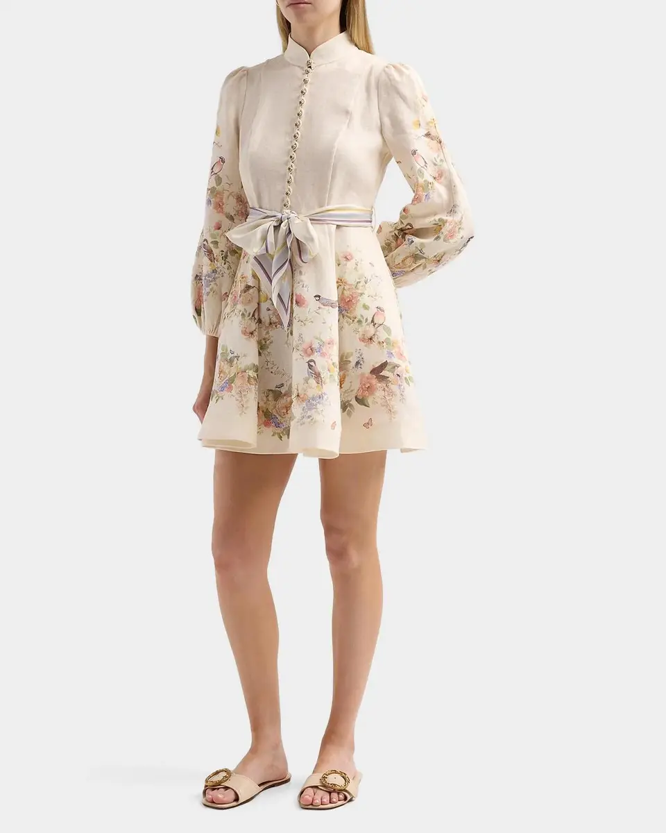 Zimmermann Valiant Floral Linen Button Mini Dress | Thumbnail 5 Zimmermann Valiant Floral Linen Button Mini Dress | Thumbnail 5