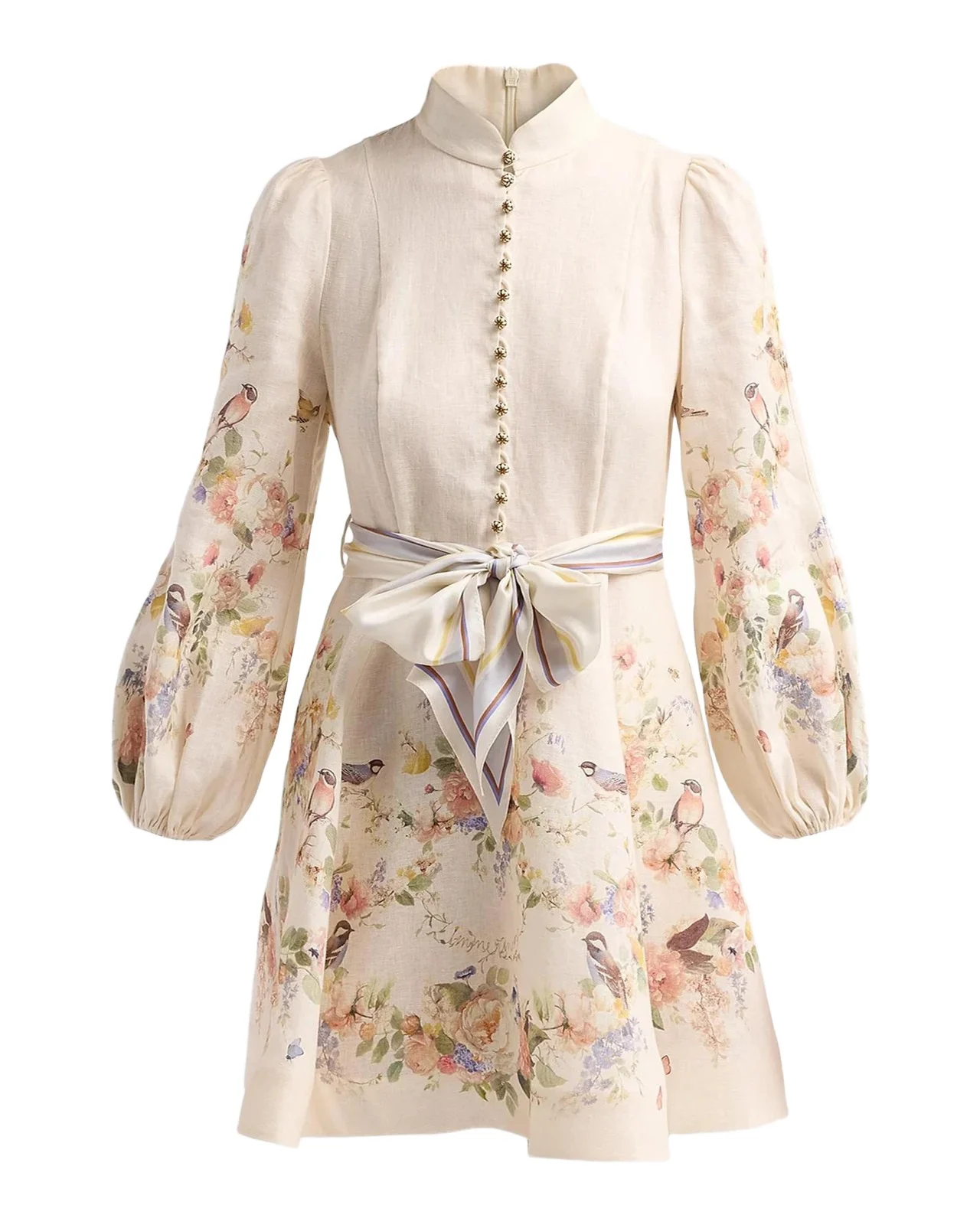 Valiant Floral Linen Button Mini Dress
