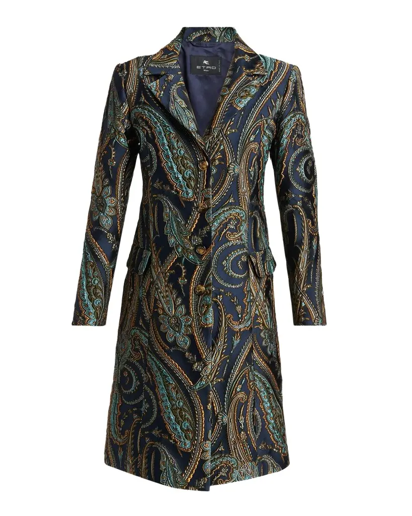 Etro Paisley Jacquard Single-Breasted Long Coat | Image 1 Etro Paisley Jacquard Single-Breasted Long Coat | Image 1