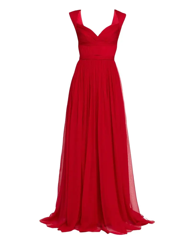 Pamella Roland Sleeveless Ruched Chiffon Cape Gown | Image 1 Pamella Roland Sleeveless Ruched Chiffon Cape Gown | Image 1