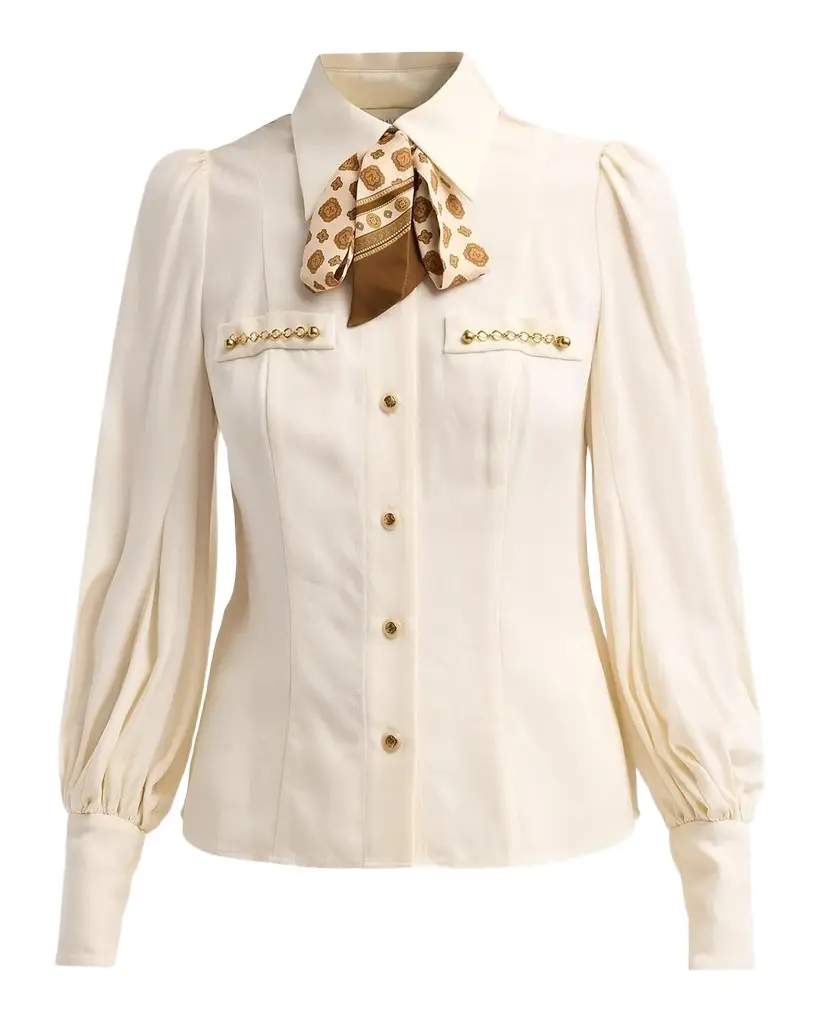 Zimmermann Utility Printed Tie-Neck Blouse | Image 1 Zimmermann Utility Printed Tie-Neck Blouse | Image 1