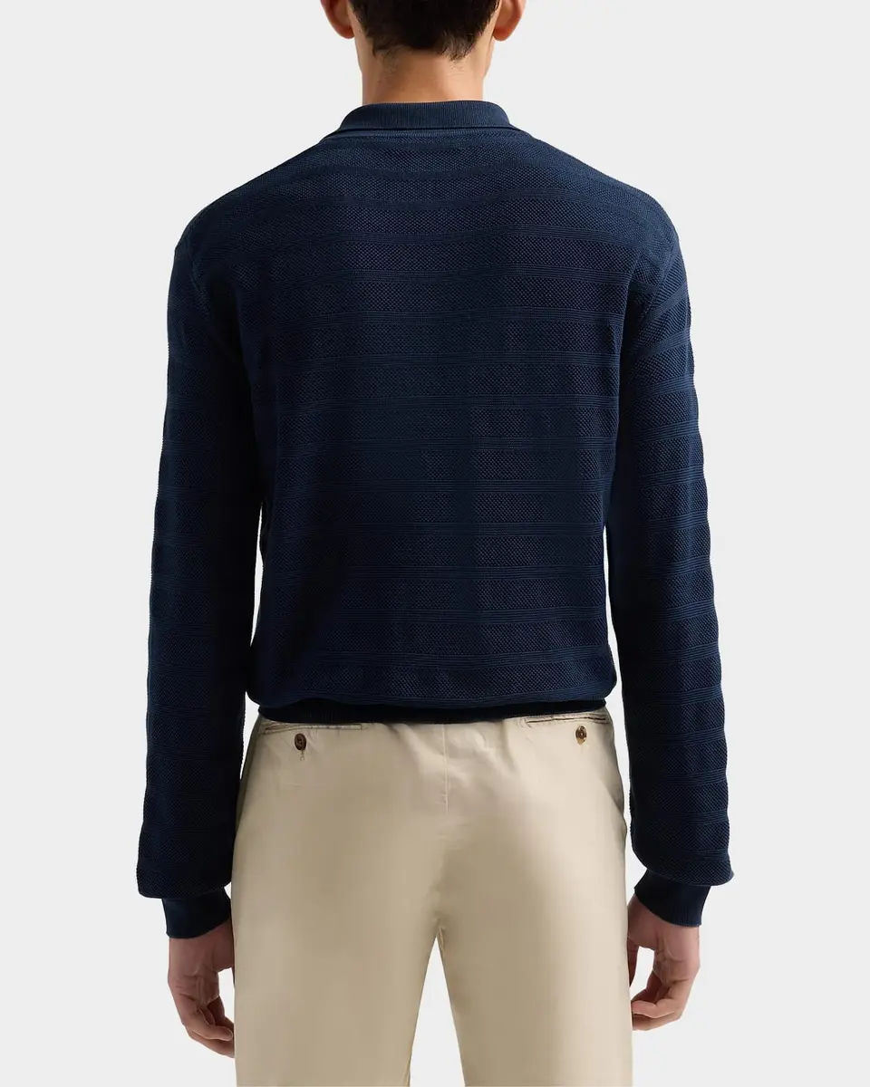Ralph Lauren Purple Label Men's Textured-Stripe Silk-Blend Polo Sweater | Thumbnail 3 Ralph Lauren Purple Label Men's Textured-Stripe Silk-Blend Polo Sweater | Thumbnail 3