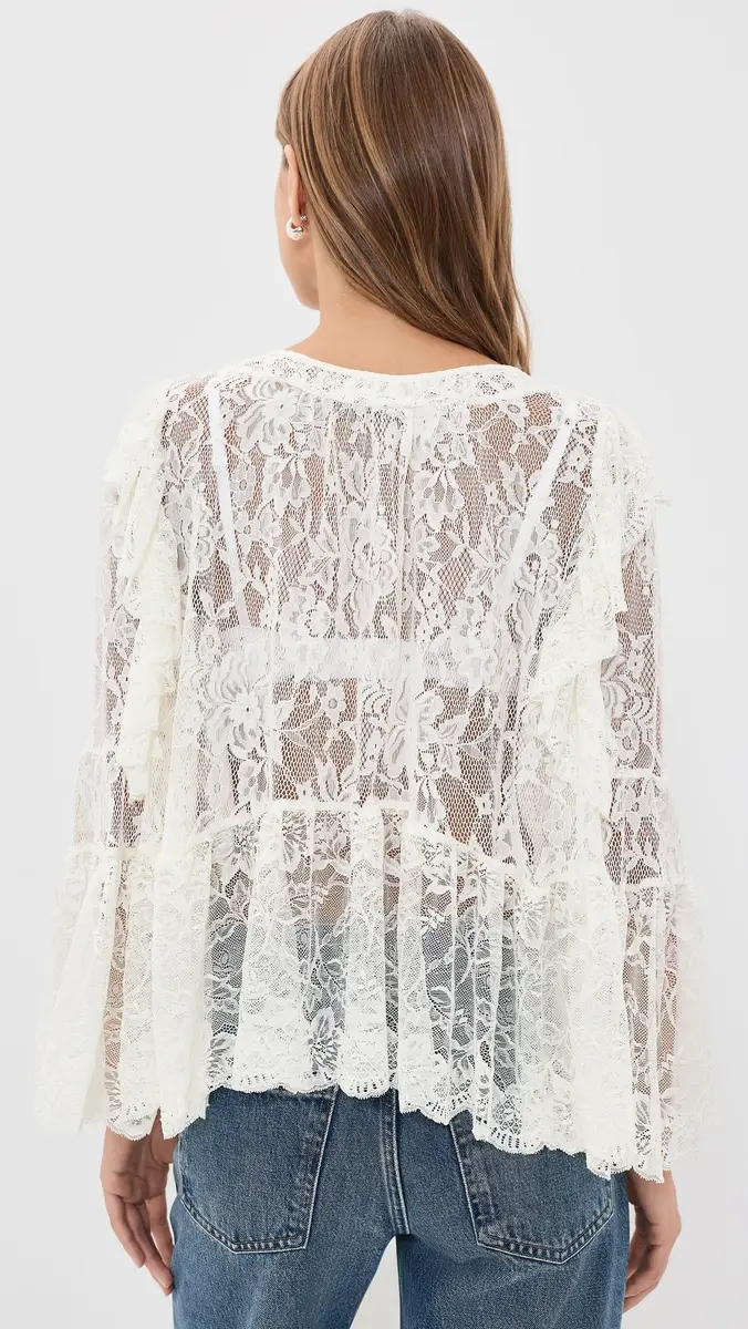 Another Girl Oversized Tie Front Lace Blouse | Thumbnail 3 Another Girl Oversized Tie Front Lace Blouse | Thumbnail 3