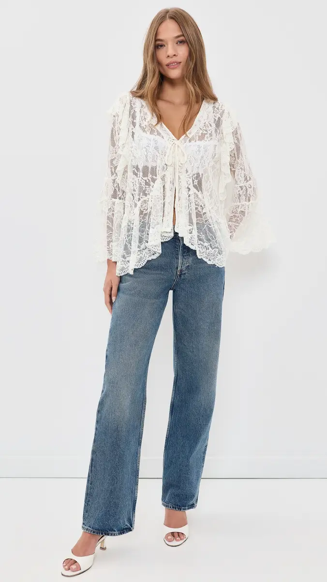Another Girl Oversized Tie Front Lace Blouse | Thumbnail 5 Another Girl Oversized Tie Front Lace Blouse | Thumbnail 5