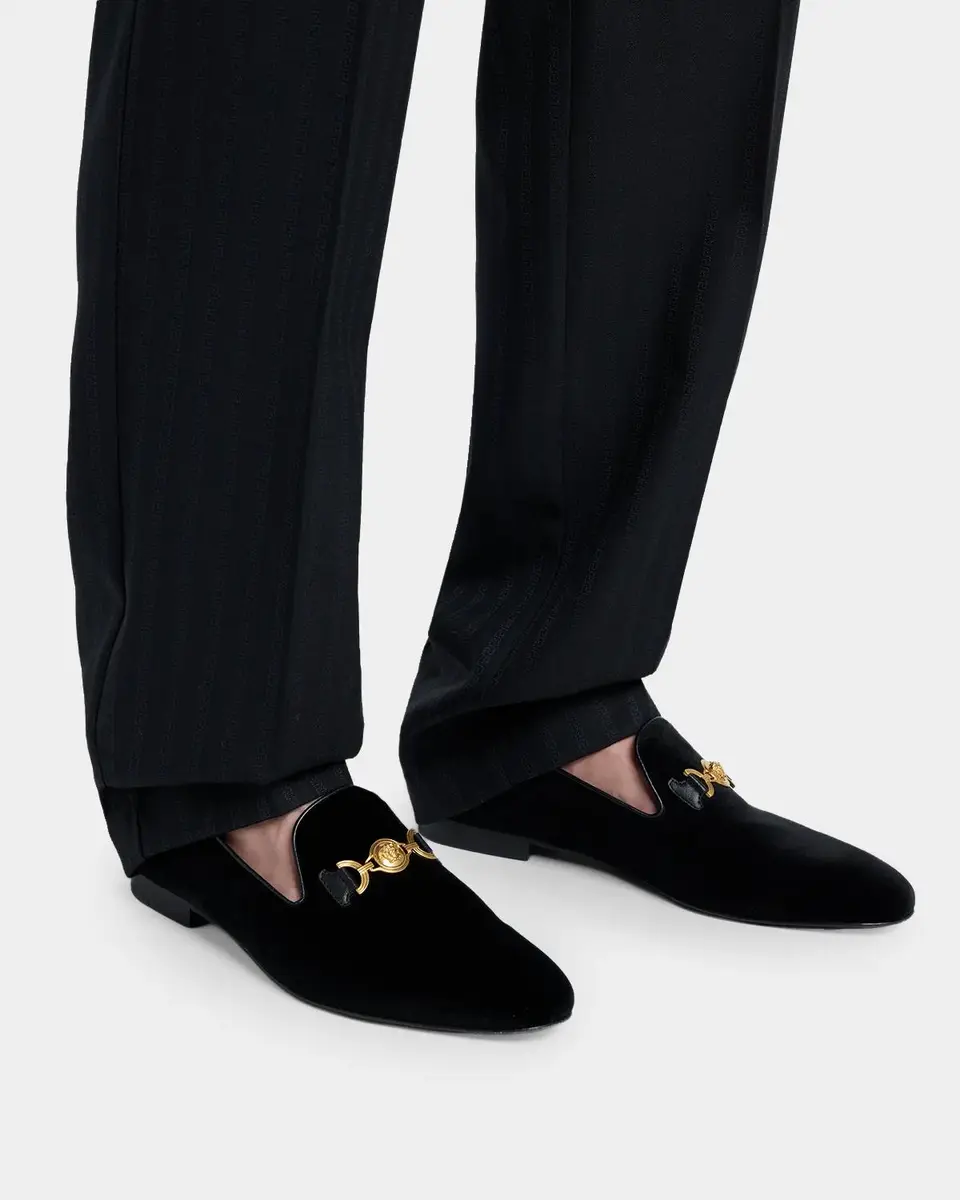 Versace Men's Medusa Velvet Loafers | Thumbnail 2
