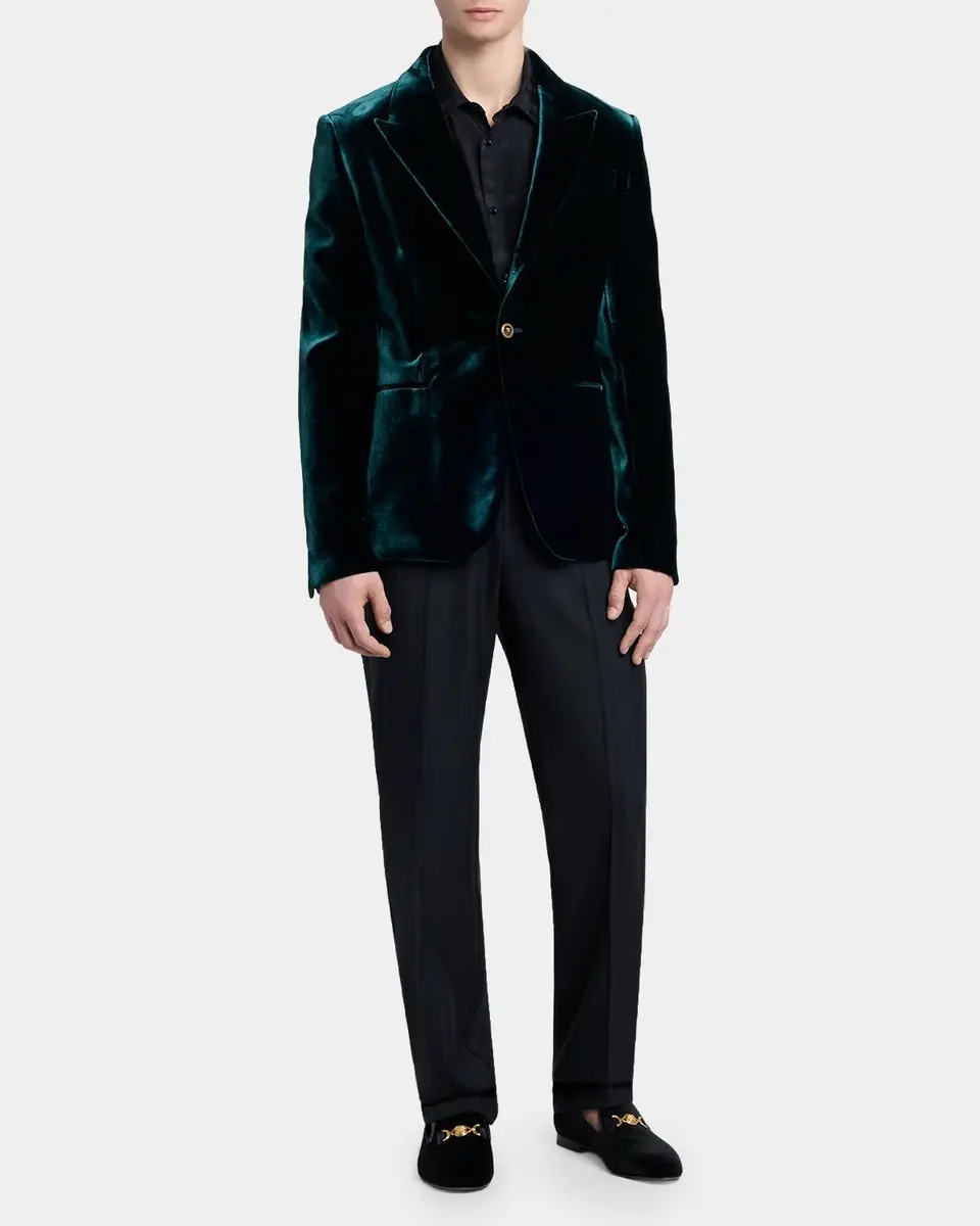 Versace Men's Medusa Velvet Loafers | Thumbnail 3