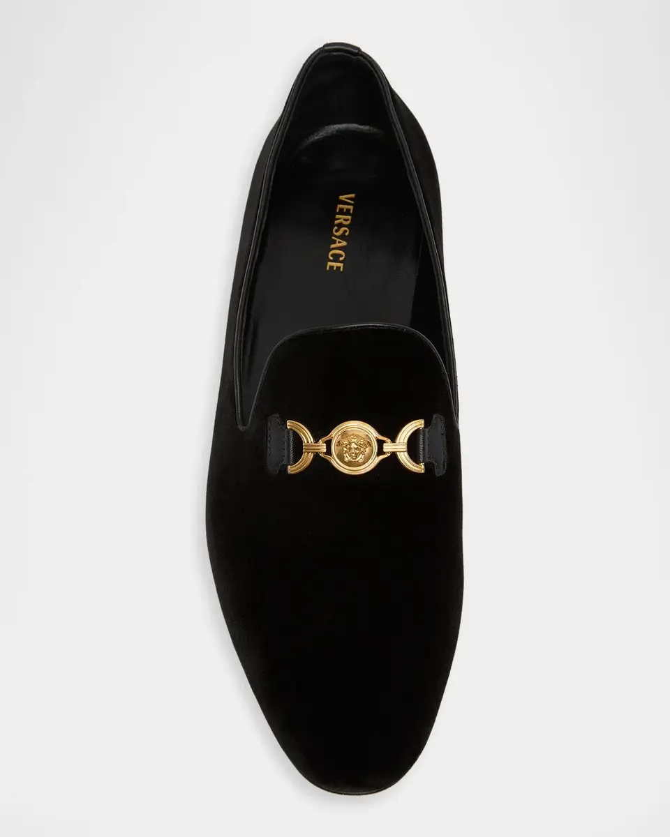 Versace Men's Medusa Velvet Loafers | Thumbnail 6