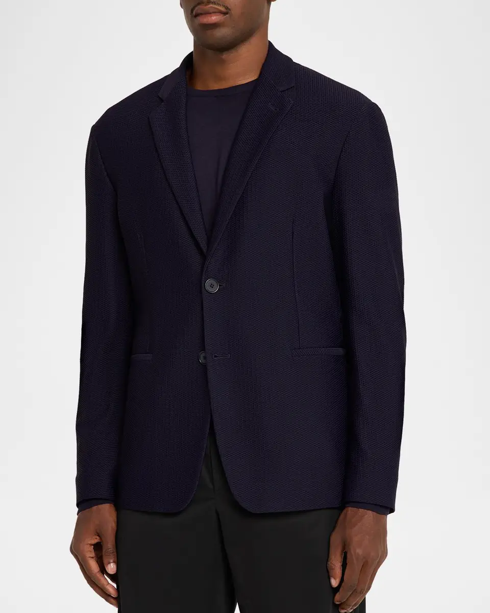 Giorgio Armani Men's Rice Stitch Two-Button Jacket | Thumbnail 4 Giorgio Armani Men's Rice Stitch Two-Button Jacket | Thumbnail 4