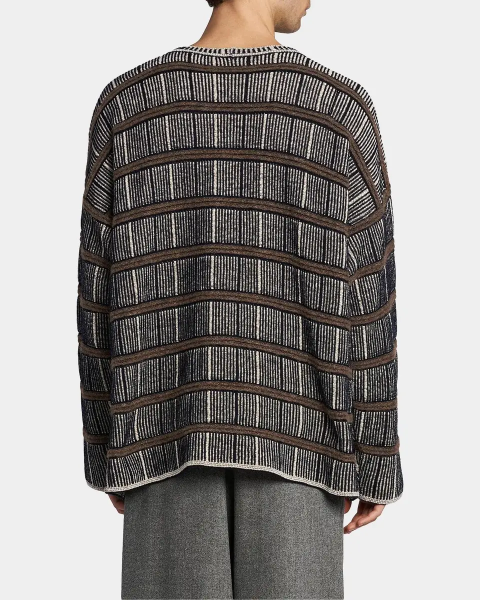 Giorgio Armani Men's Geometric Striped Silk-Blend Crewneck Sweater | Thumbnail 3 Giorgio Armani Men's Geometric Striped Silk-Blend Crewneck Sweater | Thumbnail 3
