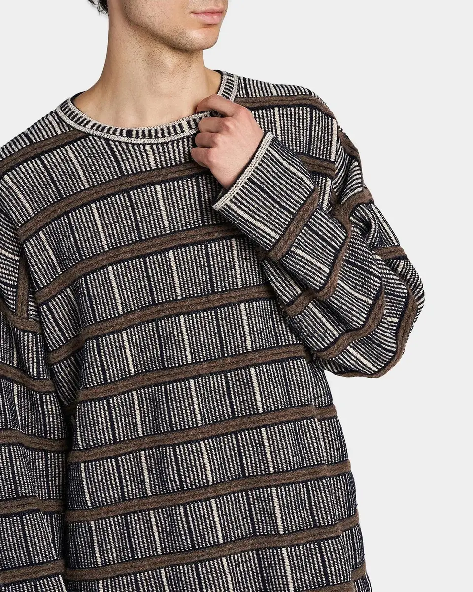Giorgio Armani Men's Geometric Striped Silk-Blend Crewneck Sweater | Thumbnail 5 Giorgio Armani Men's Geometric Striped Silk-Blend Crewneck Sweater | Thumbnail 5