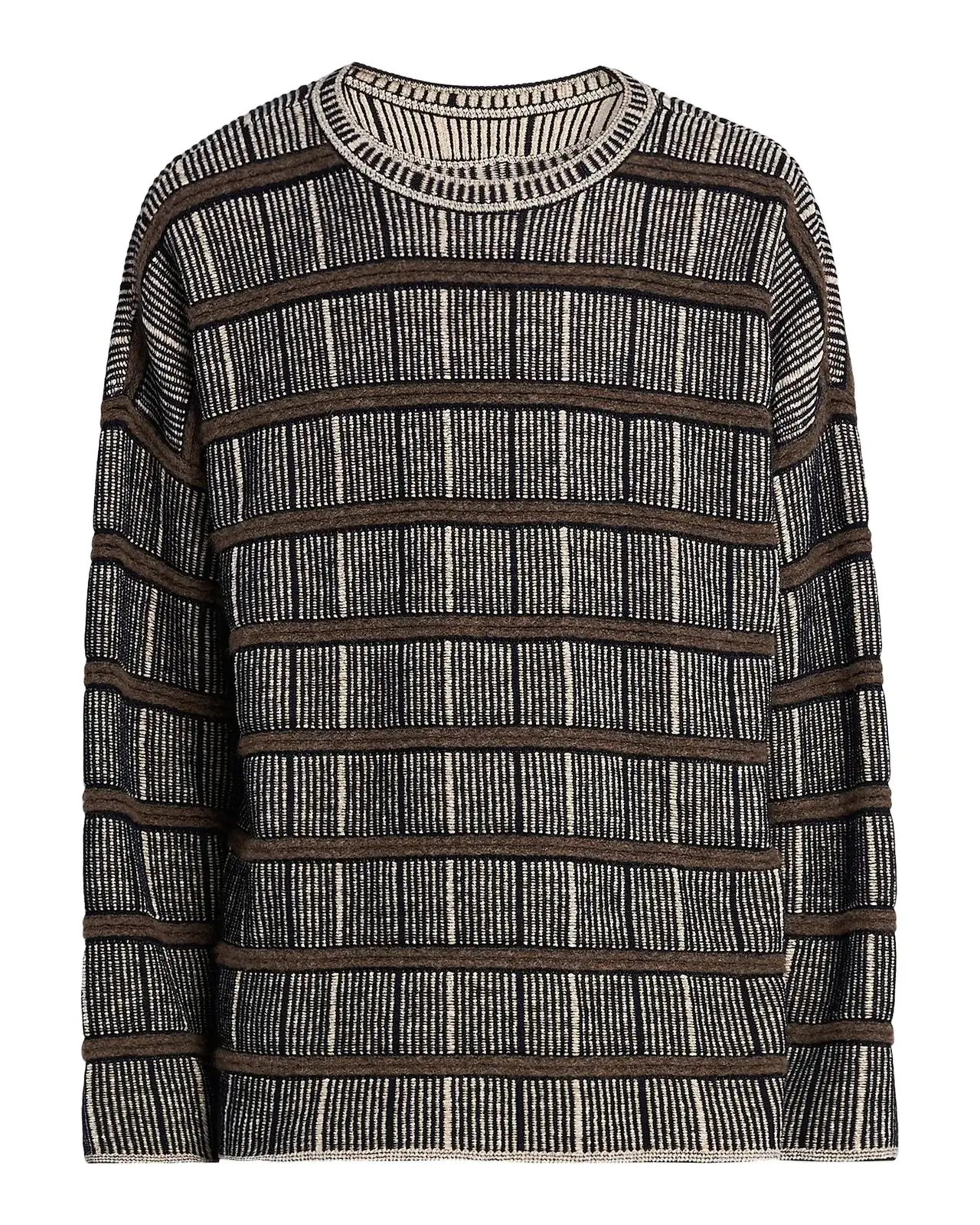 Giorgio Armani Men's Geometric Striped Silk-Blend Crewneck Sweater