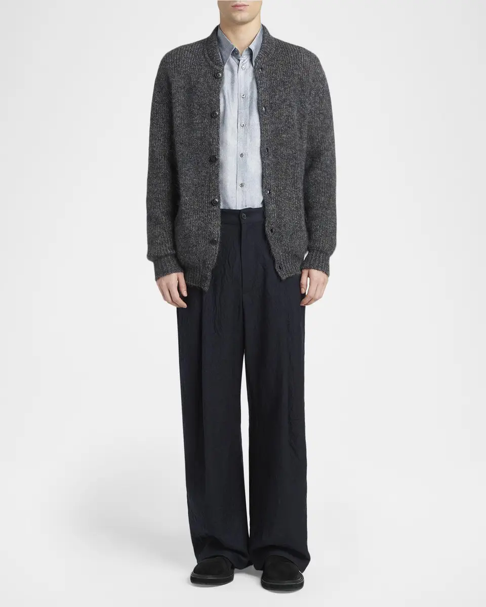 Giorgio Armani Men's Rib-Knit Mohair-Blend Cardigan | Thumbnail 2 Giorgio Armani Men's Rib-Knit Mohair-Blend Cardigan | Thumbnail 2