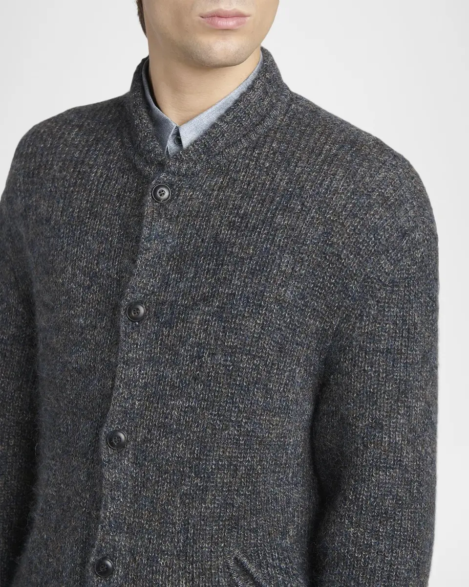Giorgio Armani Men's Rib-Knit Mohair-Blend Cardigan | Thumbnail 5 Giorgio Armani Men's Rib-Knit Mohair-Blend Cardigan | Thumbnail 5
