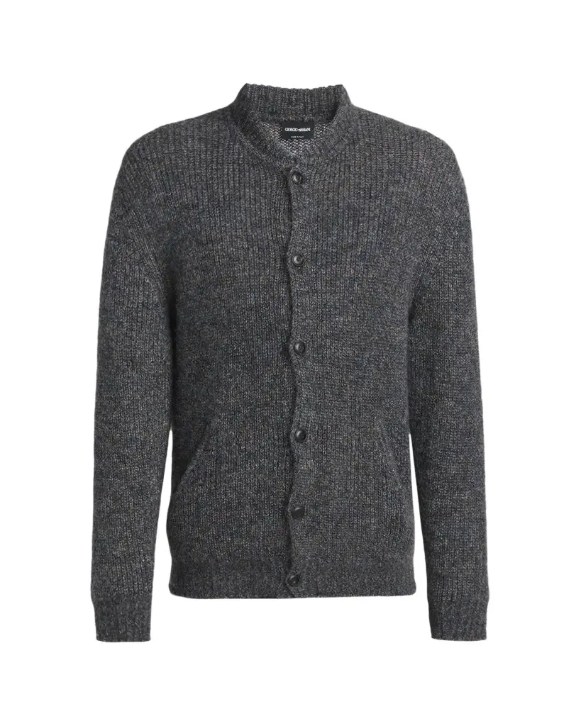 Giorgio Armani Men's Rib-Knit Mohair-Blend Cardigan | Image 1 Giorgio Armani Men's Rib-Knit Mohair-Blend Cardigan | Image 1