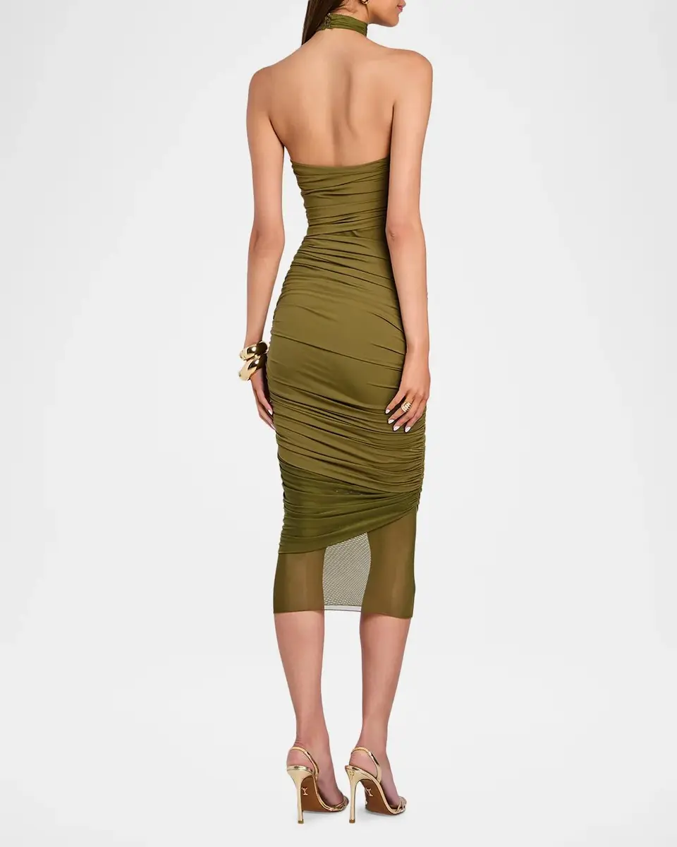 SEROYA Esmee Ruched Halter Midi Dress | Thumbnail 3 SEROYA Esmee Ruched Halter Midi Dress | Thumbnail 3