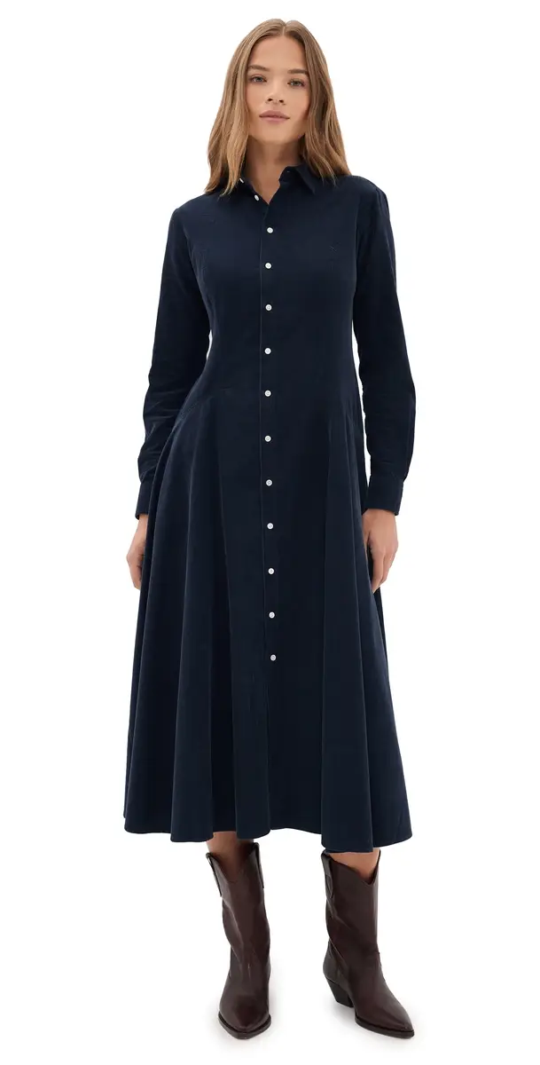 Polo Ralph Lauren Corduroy Collared Dress Navy | Image 1 Polo Ralph Lauren Corduroy Collared Dress Navy | Image 1