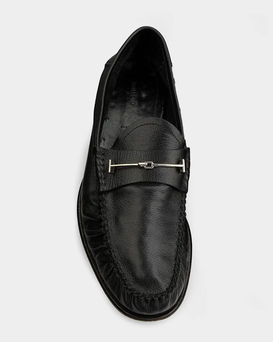 Tom Ford Men's Double T Hardware Leather Loafers | Thumbnail 4 Tom Ford Men's Double T Hardware Leather Loafers | Thumbnail 4