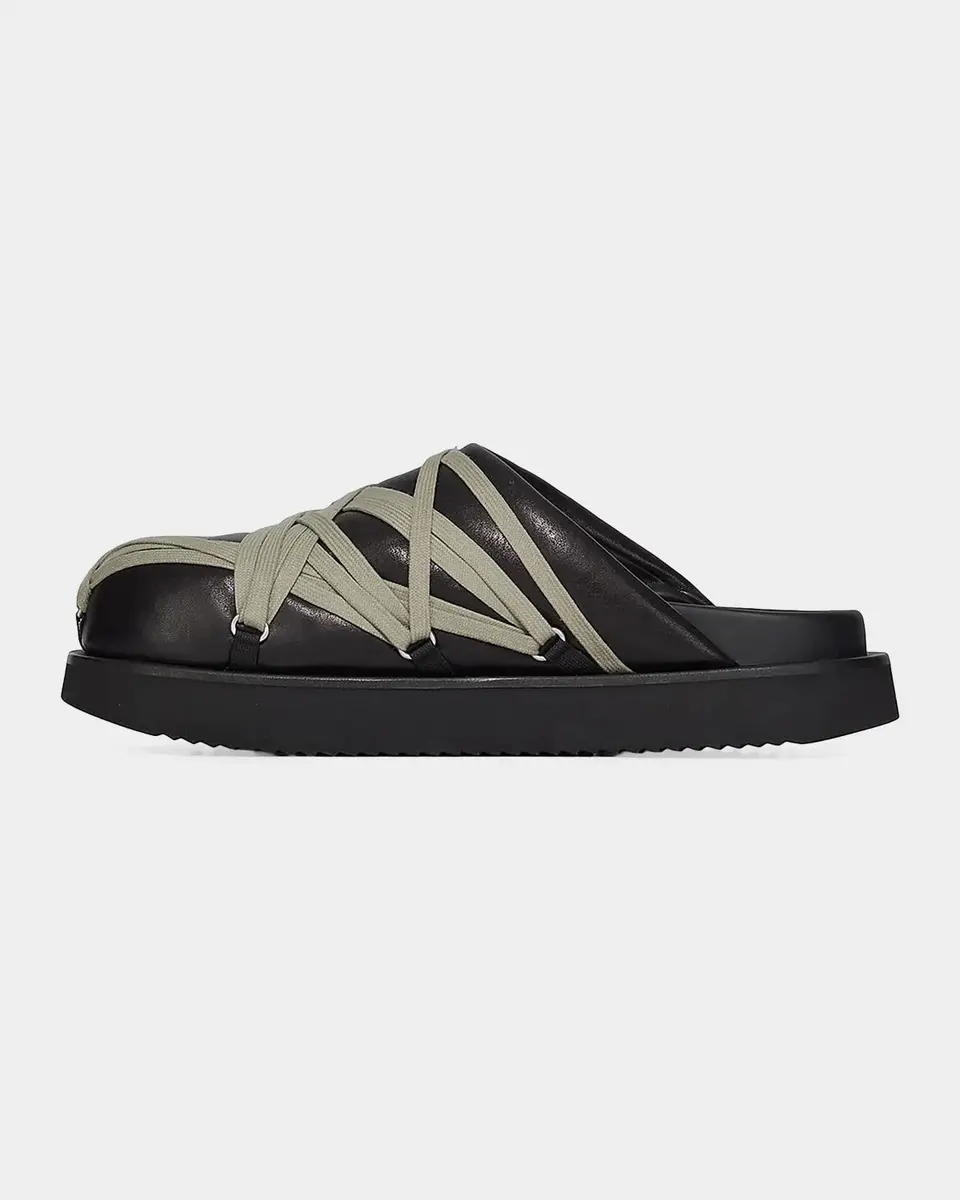 Rick Owens Men's Megalace Leather Slides | Thumbnail 4