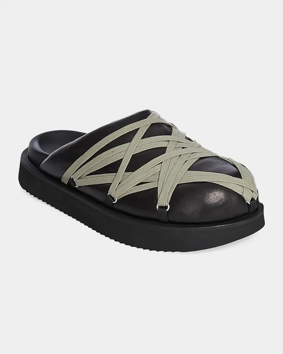 Rick Owens Men's Megalace Leather Slides | Thumbnail 5