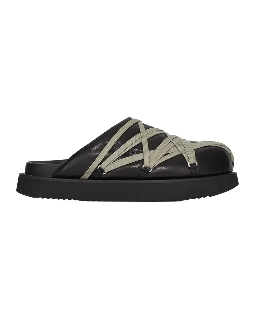 Rick Owens Men's Megalace Leather Slides | Image 1 Rick Owens Men's Megalace Leather Slides | Image 1