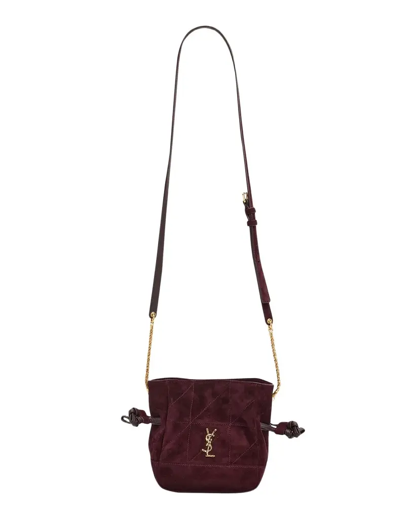 Saint Laurent Jamie Mini YSL Quilted Suede Crossbody Bag | Image 1 Saint Laurent Jamie Mini YSL Quilted Suede Crossbody Bag | Image 1