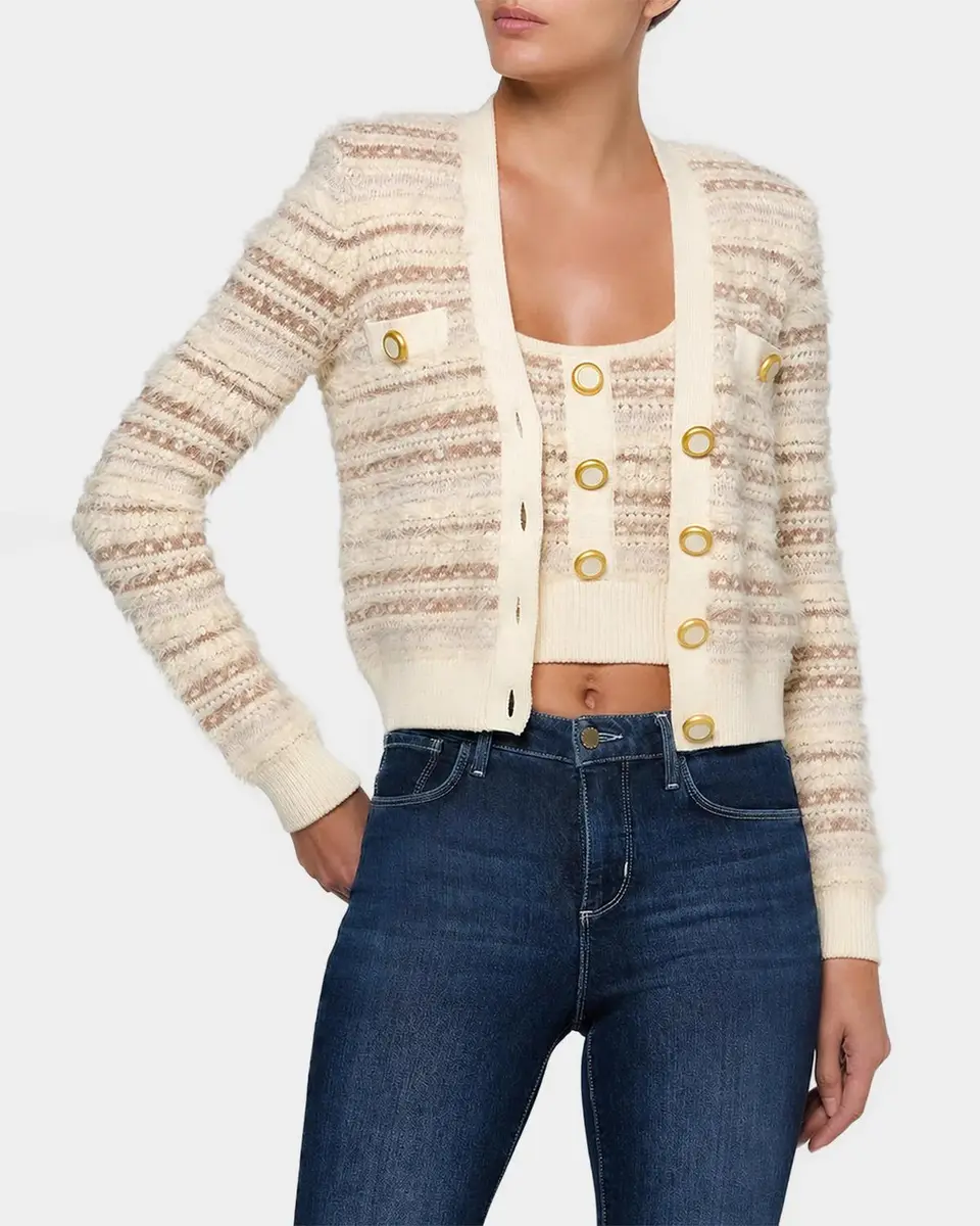 L'Agence Ariadne Mixed Stripe Cardigan | Thumbnail 4