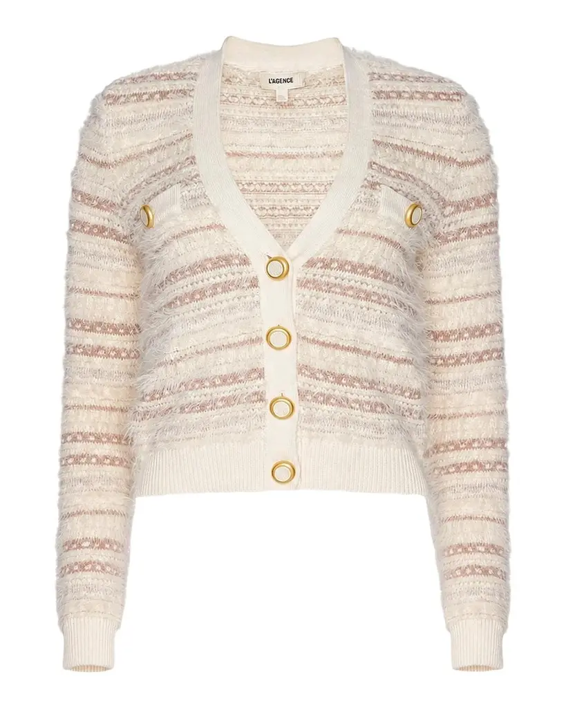 L'Agence Ariadne Mixed Stripe Cardigan