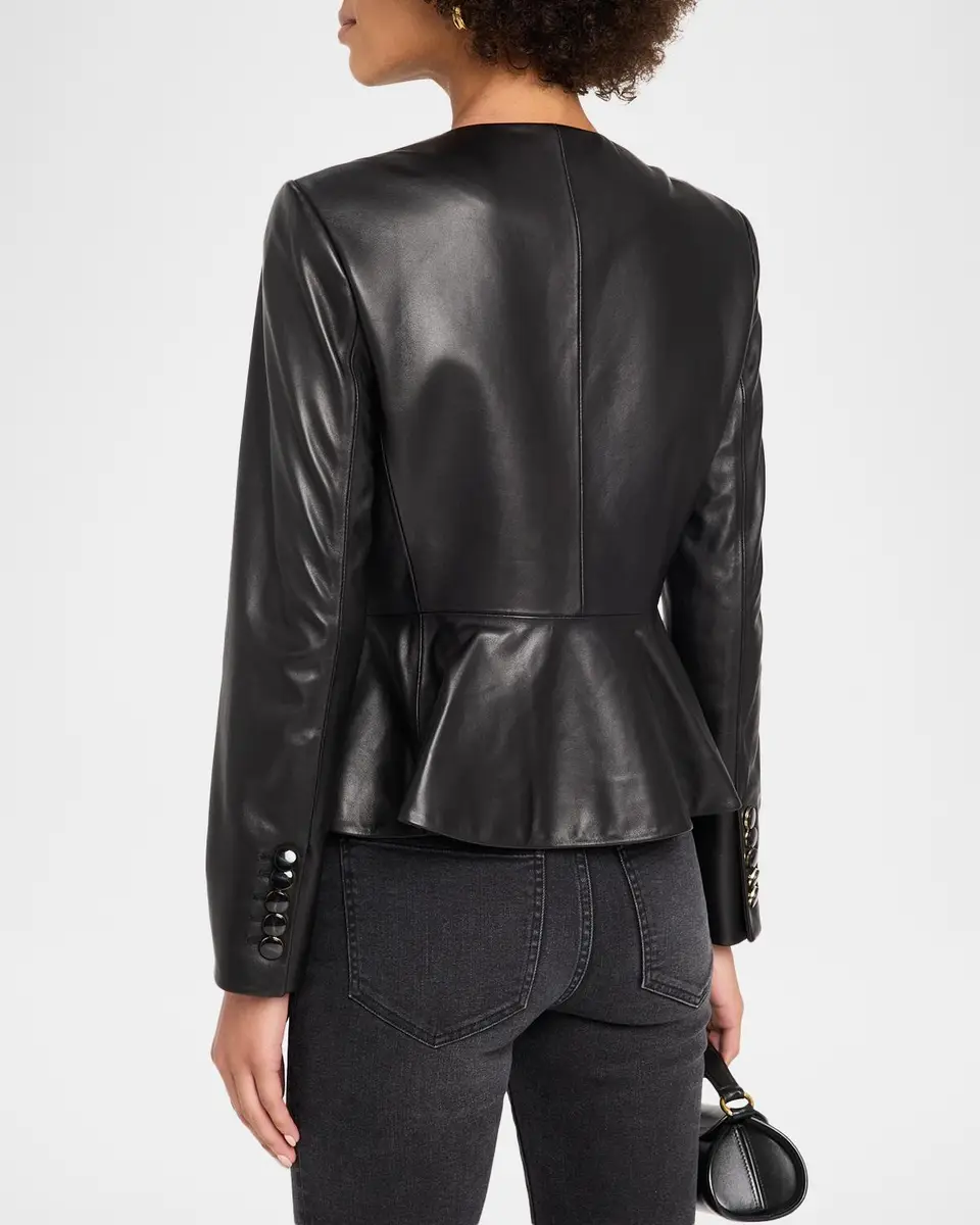 Veronica Beard Quinn Leather Peplum Jacket | Thumbnail 3 Veronica Beard Quinn Leather Peplum Jacket | Thumbnail 3