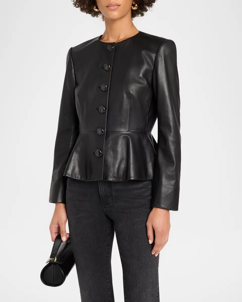 Veronica Beard Quinn Leather Peplum Jacket | Thumbnail 4 Veronica Beard Quinn Leather Peplum Jacket | Thumbnail 4
