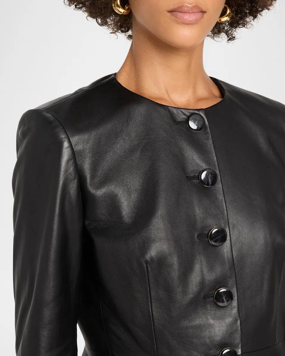 Veronica Beard Quinn Leather Peplum Jacket | Thumbnail 5 Veronica Beard Quinn Leather Peplum Jacket | Thumbnail 5
