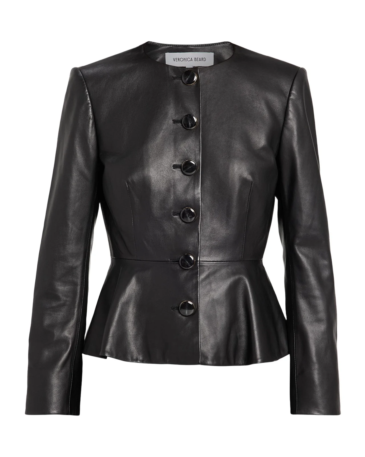 Veronica Beard Quinn Leather Peplum Jacket