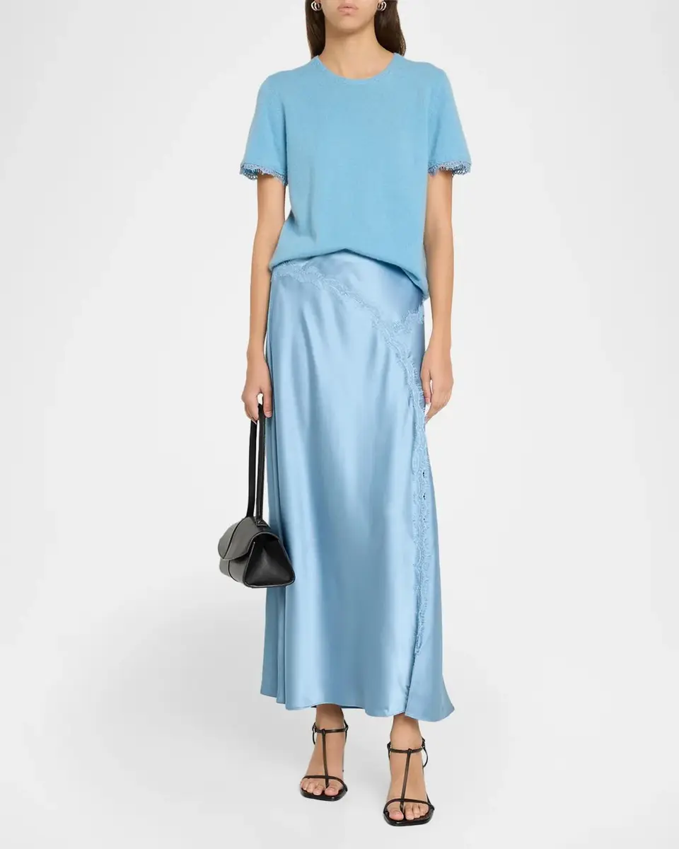 TANYA TAYLOR Bethany Lace-Trim Satin Midi Skirt | Thumbnail 2 TANYA TAYLOR Bethany Lace-Trim Satin Midi Skirt | Thumbnail 2