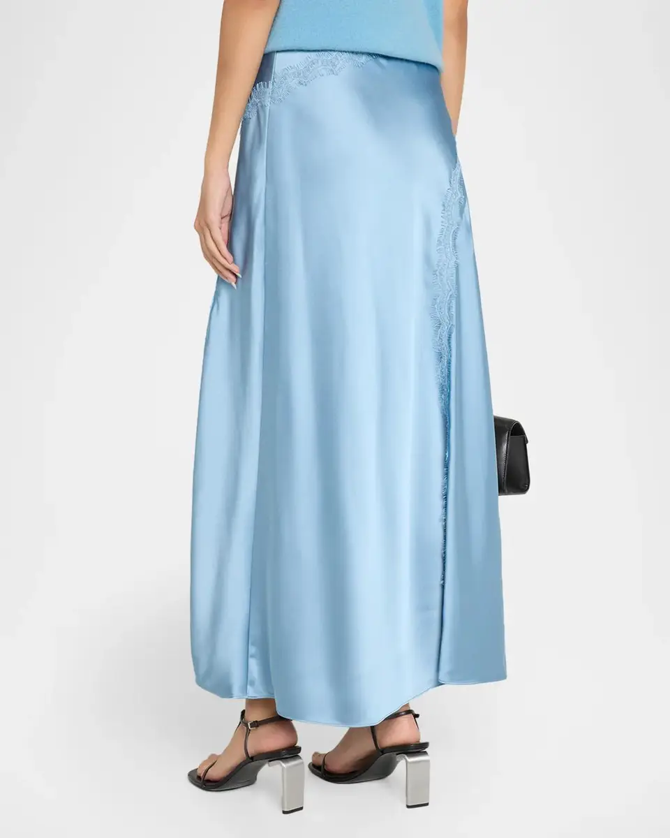 TANYA TAYLOR Bethany Lace-Trim Satin Midi Skirt | Thumbnail 3 TANYA TAYLOR Bethany Lace-Trim Satin Midi Skirt | Thumbnail 3