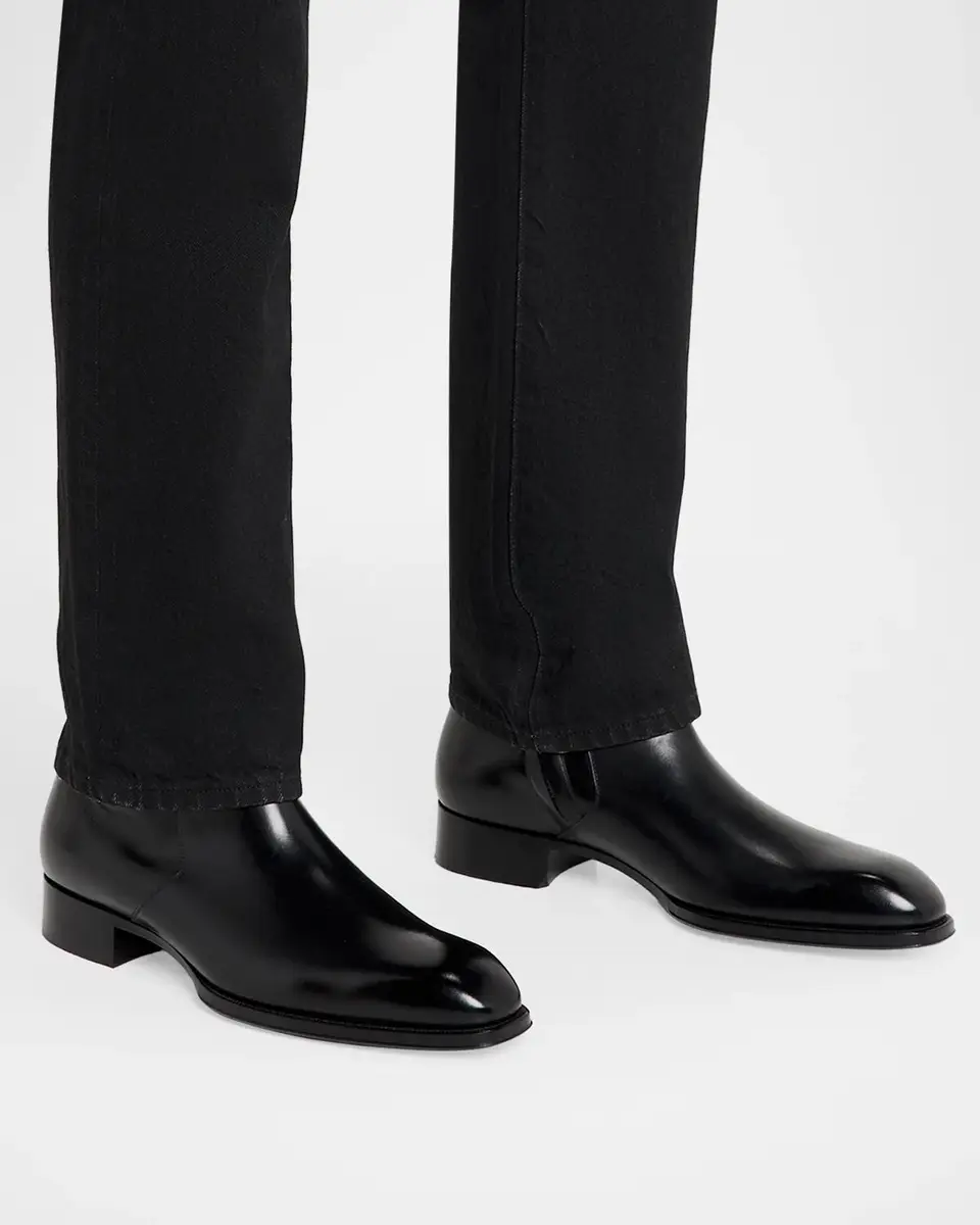 Tom Ford Men's Elkan Burnished Leather Zipped Ankle Boots | Thumbnail 2 Tom Ford Men's Elkan Burnished Leather Zipped Ankle Boots | Thumbnail 2
