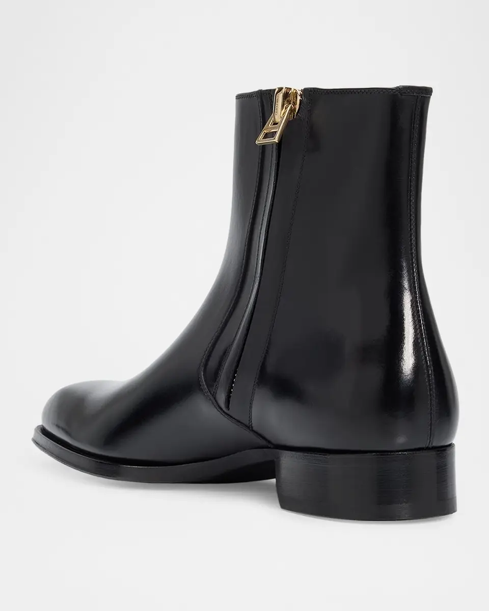 Tom Ford Men's Elkan Burnished Leather Zipped Ankle Boots | Thumbnail 4 Tom Ford Men's Elkan Burnished Leather Zipped Ankle Boots | Thumbnail 4