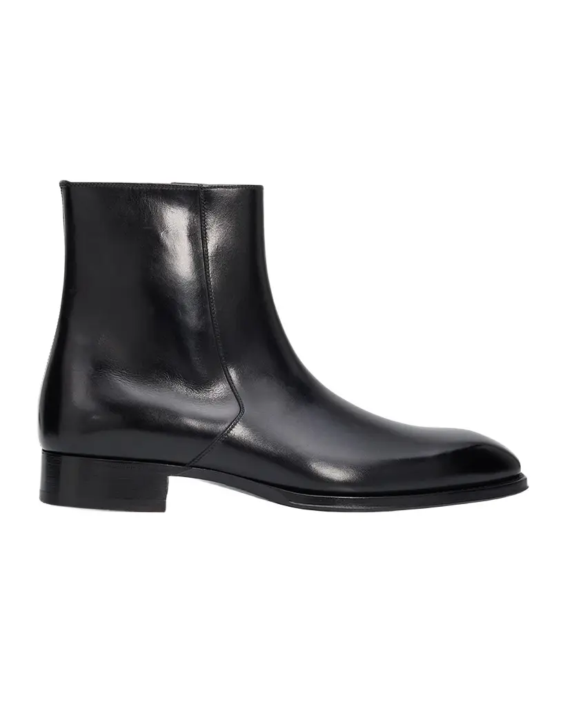 Tom Ford Men's Elkan Burnished Leather Zipped Ankle Boots | Image 1 Tom Ford Men's Elkan Burnished Leather Zipped Ankle Boots | Image 1