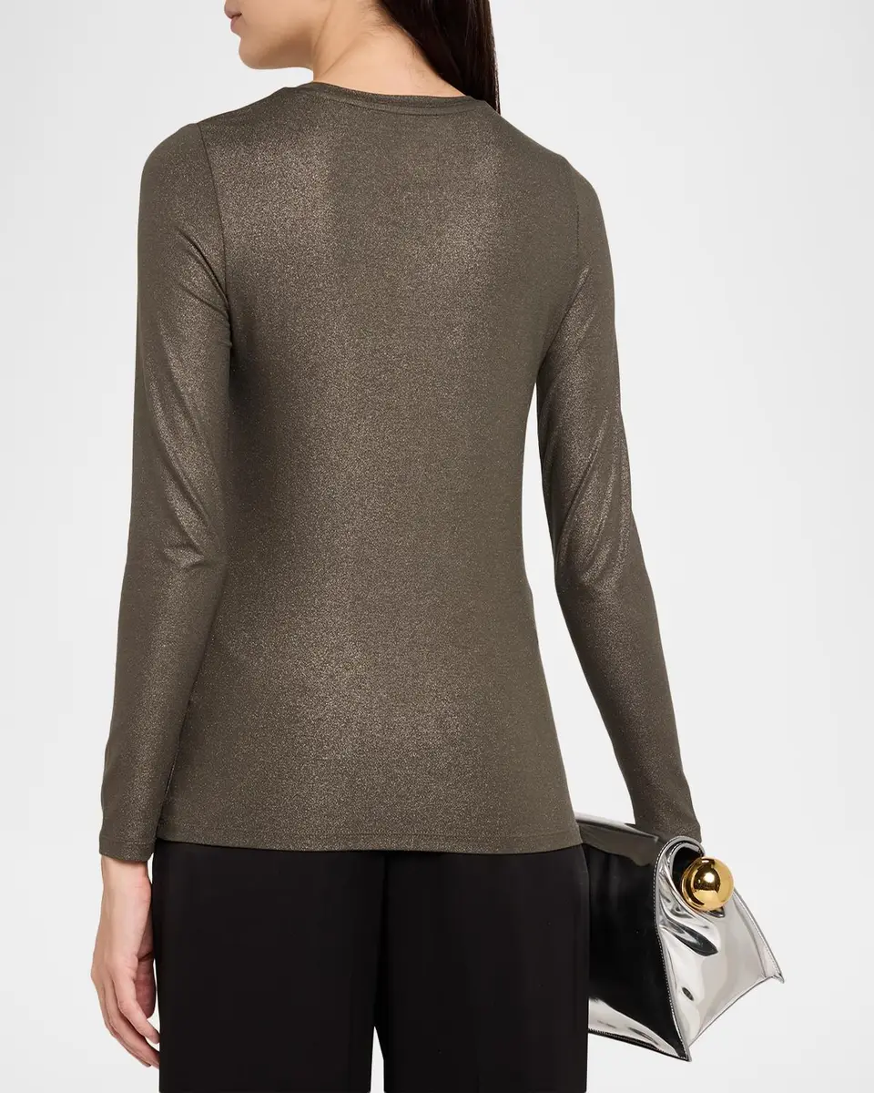 MAJESTIC FILATURES Metallic Long-Sleeve Viscose Tee | Thumbnail 3