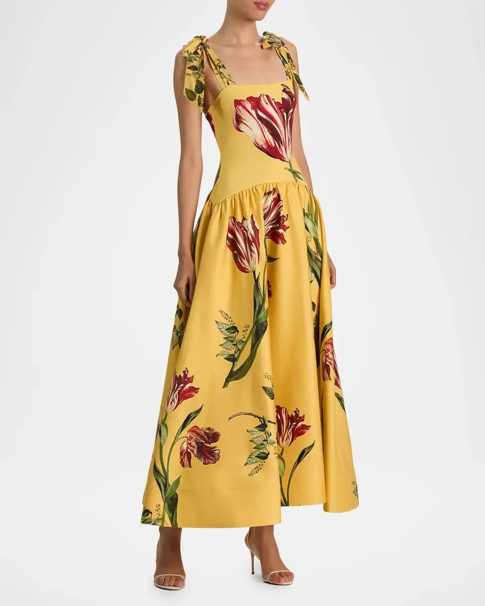 Alice + Olivia Oriana Floral Cotton-Blend Maxi Dress | Thumbnail 4
