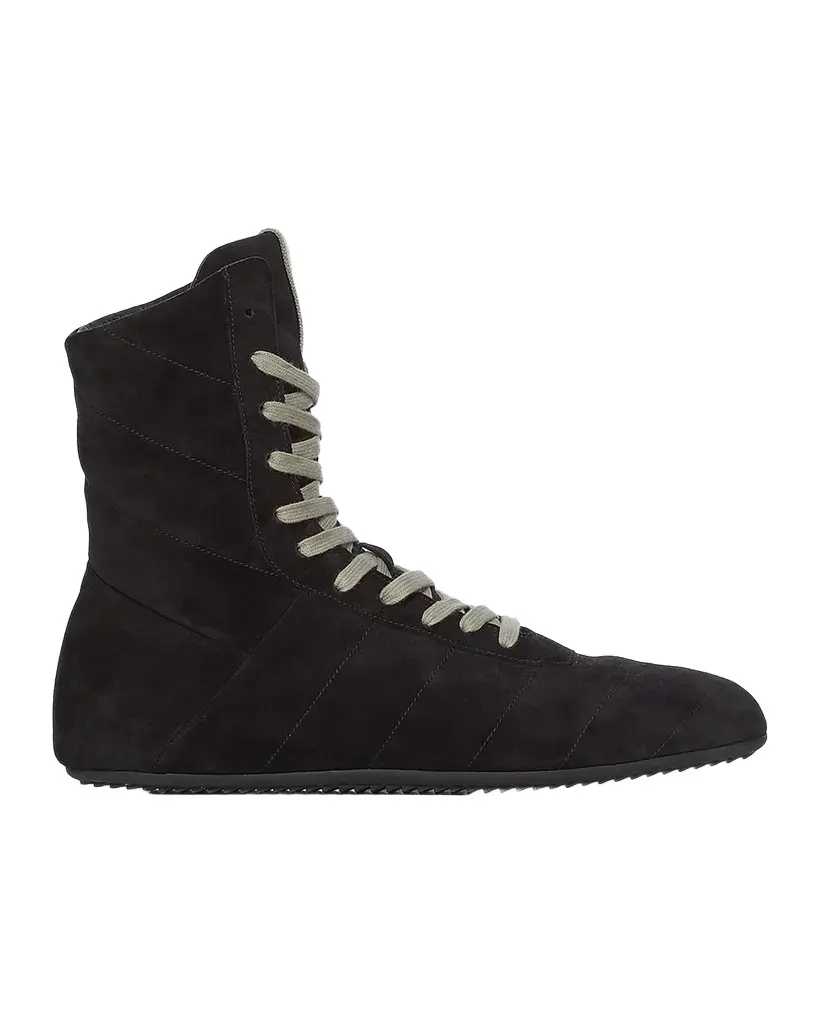DRKSHDW RICK OWENS Quilted Minimal Suede High-Top Sneakers